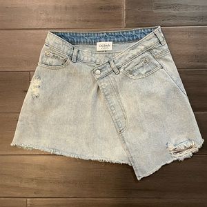 Asymmetrical Lightwash Denim Skirt